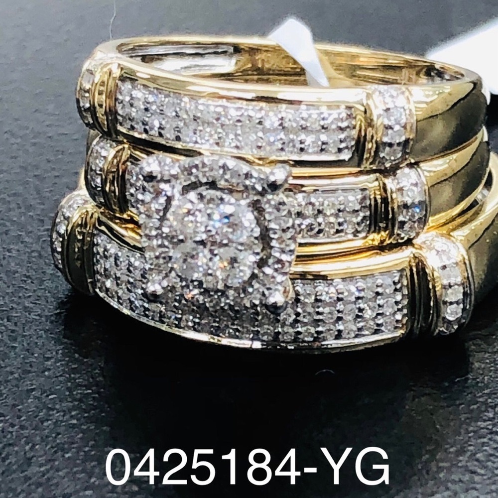 10k Solid Gold REAL Diamond wedding ring set his/hers appraisal doc included WOW